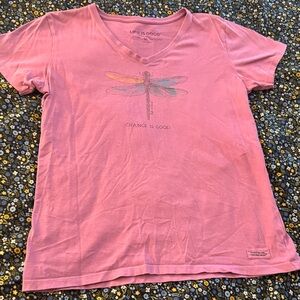 Life Is Good Rose Pink Logo Crusher Tee